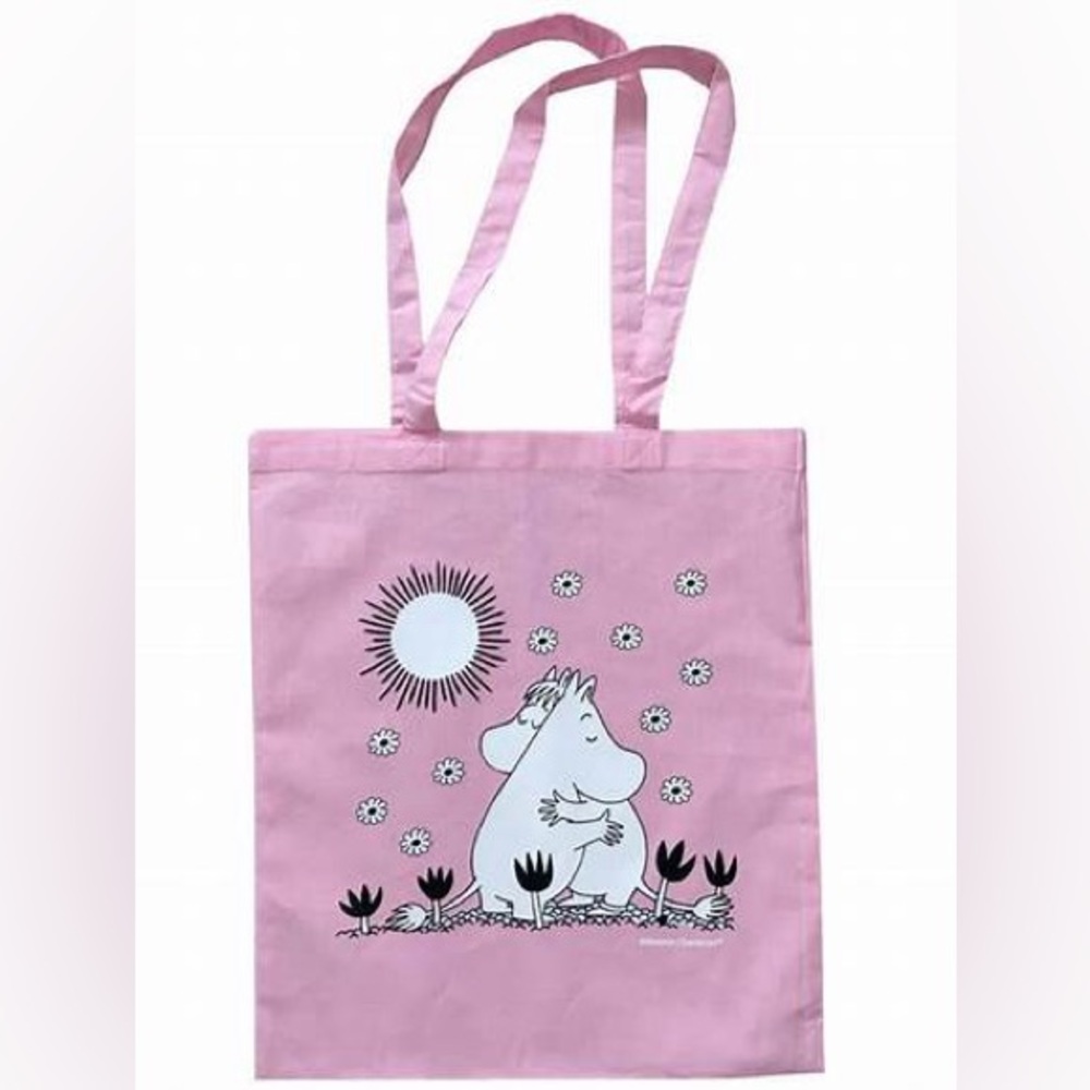 Moomin Bag Hug 100% Cotton Tote Shopper Pink White
